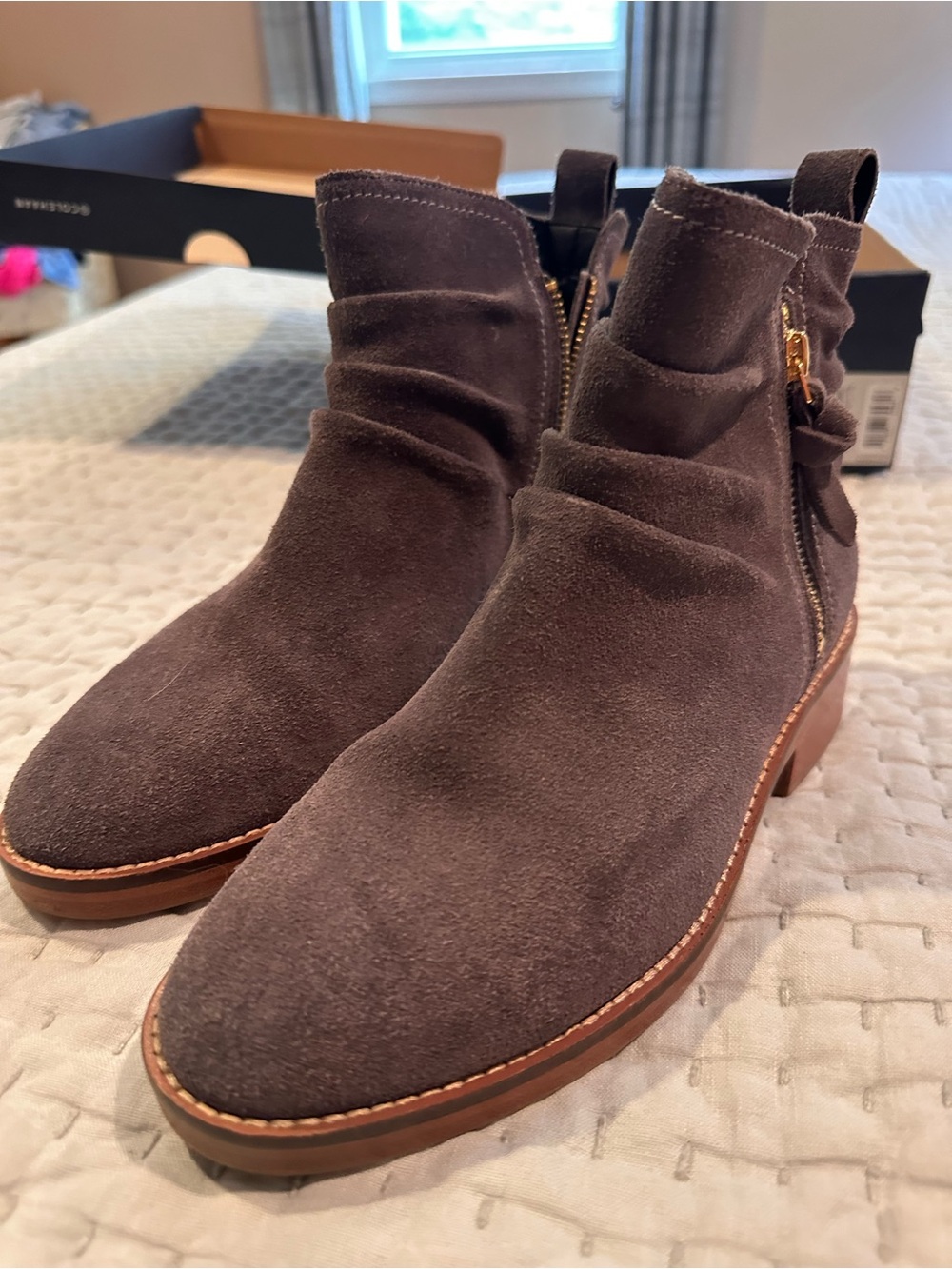 Cole Haan Brown Suede Chukka Boots with Side Zip
